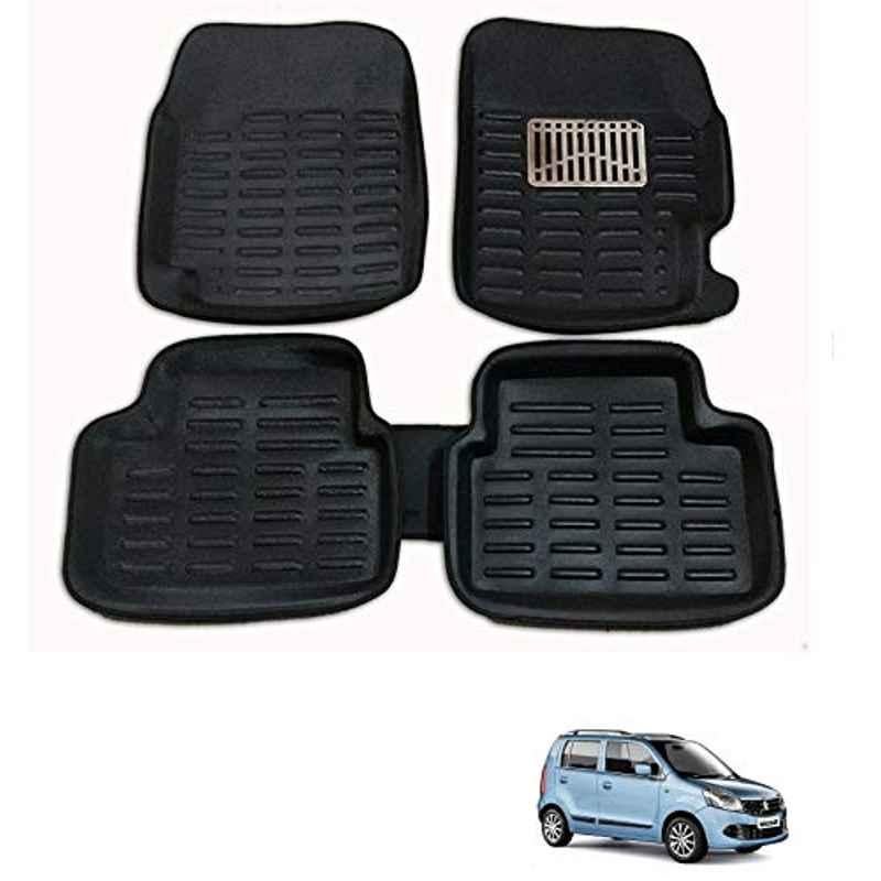 Kozdiko 3 Pcs Black Car Foot Mat Set for Maruti Suzuki WagonR