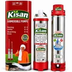 Kisan V3 1HP 15 Stage Single Phase Water Filled Submersible Pump with Panel & 150ft Head Range