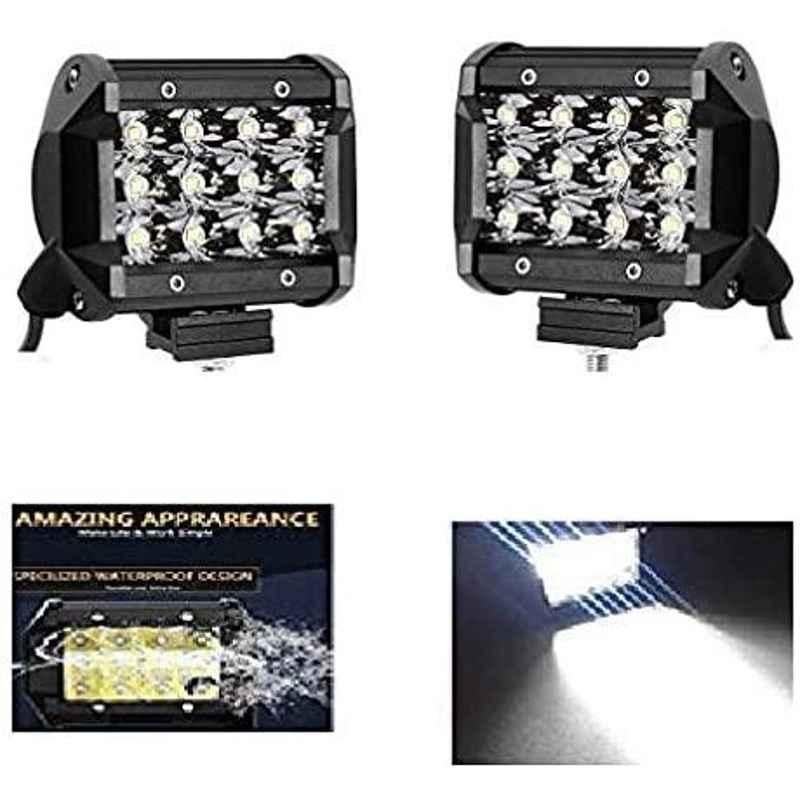 AOW 12 LED Fog Light/Work Light Bar Spot Beam Off Road Driving Lamp 36W Cree - Set of 2 Pieces (with Switch) for Bullet Classic 500