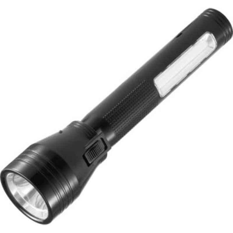 DP 10W ABS Black Rechargeable LED Torch with Built in 15W Emergency Light, 9168