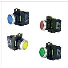 Yokins 4 Pcs 22mm 220V 1NO+1NC Red, Green, Yellow & Blue Illuminated Push Button Set with Spring Return, EB2M-A-01D