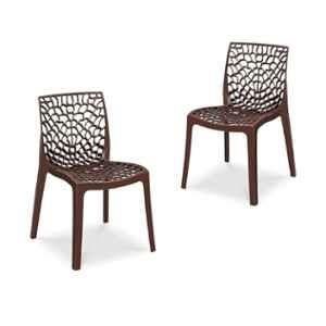 Maharaja Wave 43x79.5x49cm Plastic Brown Outdoor Chair without Arm Rest (Pack of 2)