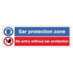 SUNSIGNS 600x200mm Vinyl & Acrylic Sandwich Ear Protection Zone No Entry without Ear Protection Signage, SN0162VNLM1HPIDAM
