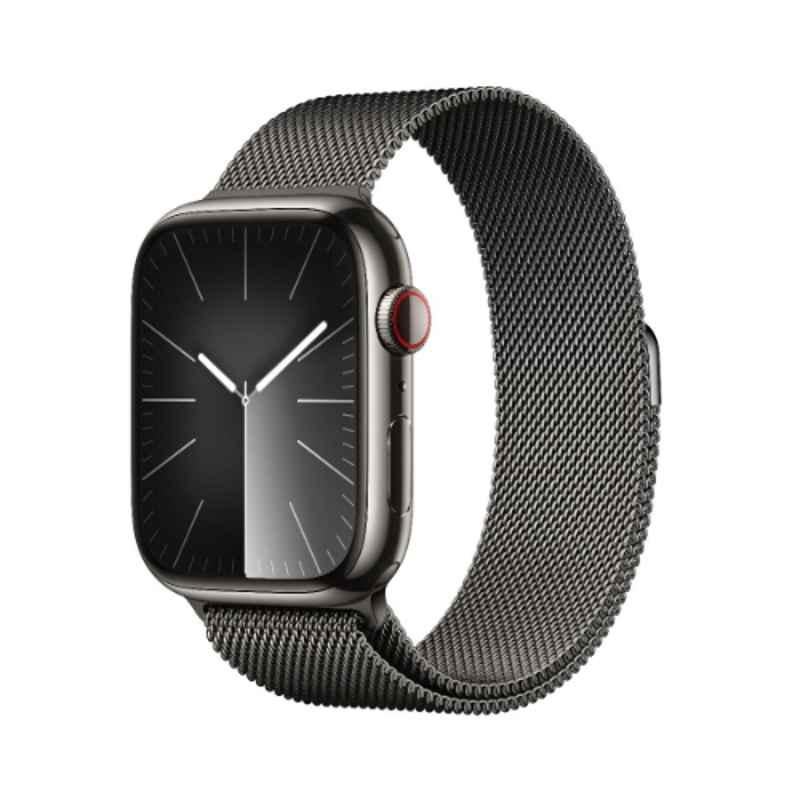 Apple 9 41mm Graphite SS Case GPS & Cellular Smart Watch with Graphite Milanese Loop, MRJA3QA/A