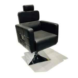 P P Chair Leatherette Black Heavy Duty Salon Chair with Hydraulic & Push Back System