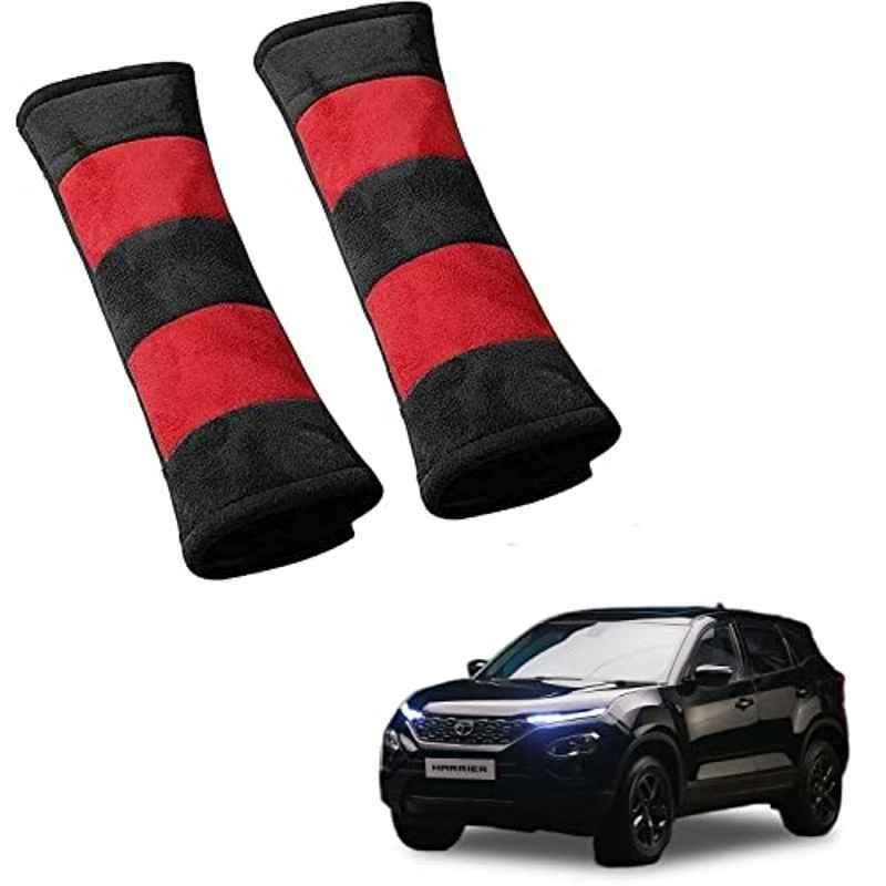 Kozdiko 2 Pcs Red & Black Car Seat Belt Cushion Pillow Set for Tata Harrier