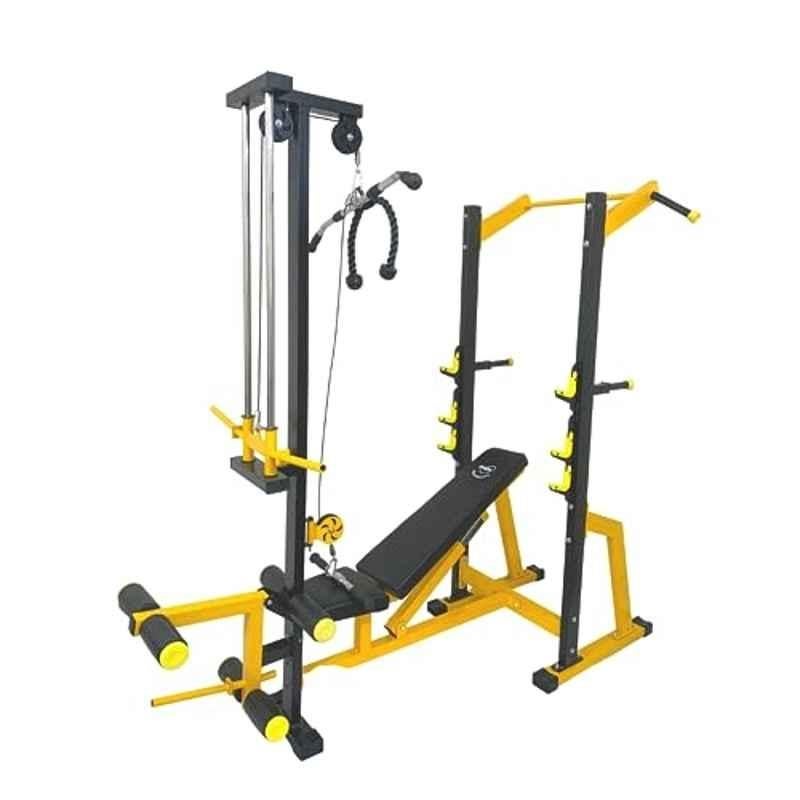GYM24 Equipment Model-6 500kg Capacity Alloy Steel Black & Yellow Super 20-in-1 Home Gym Exercise Bench with Pullups bar