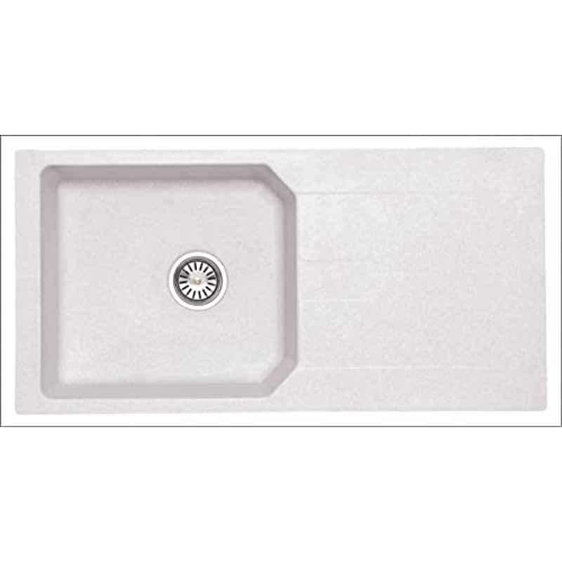 Uken Heavy Duty Quartz Kitchen Sink (39X19.5) With Accessories(40/20-Qu-Gr-Rws-4) White