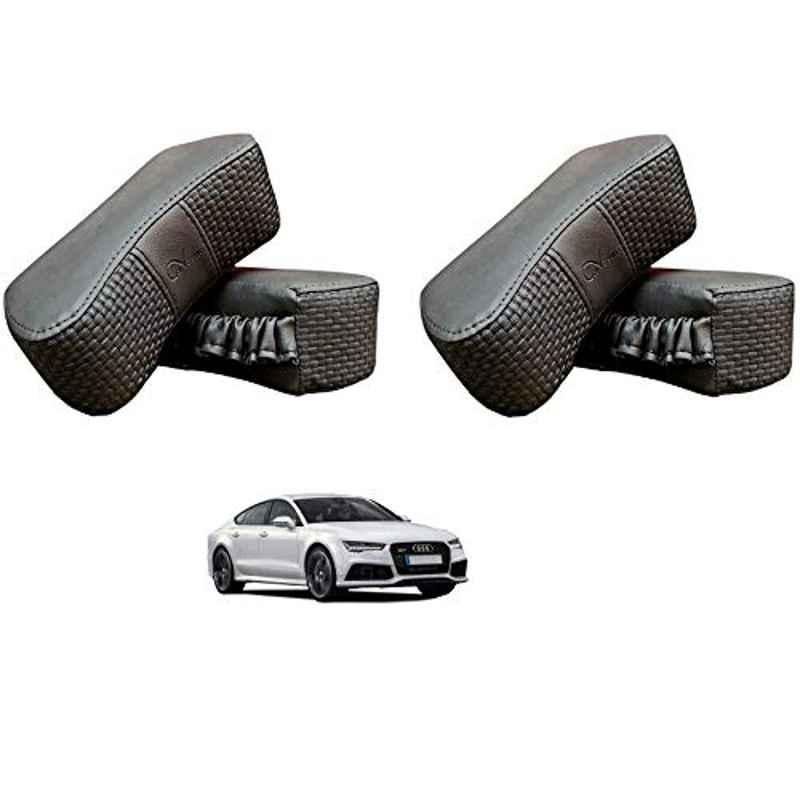 Kozdiko 4 Pcs CV Designer Grey Leatherite Neck Rest Car Cushion Pillow Set for Audi A7