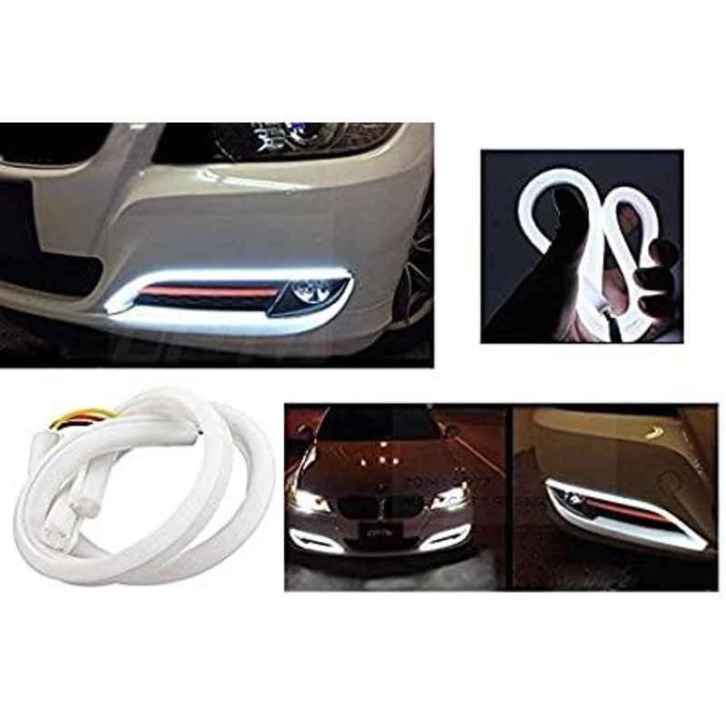AOW Flexible 30cm Headlight Neon LED DRL Tube (White) for Chevrolet Optra SRV (Pack of 2)