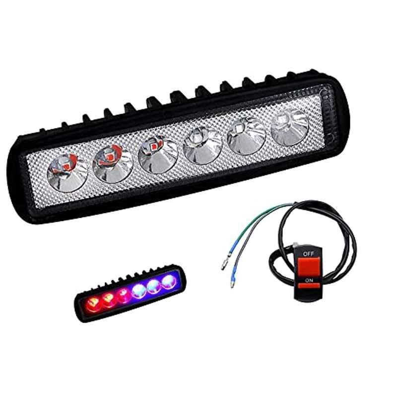 Miwings 6 Led Red Blue Multiple Hazard Flasher Strobe Emergency Warning Caution Light With Flashing Modes - Red/Bluefor Bike Tvs Jupiter (1.Pcs Police Light With On/Off Switch)