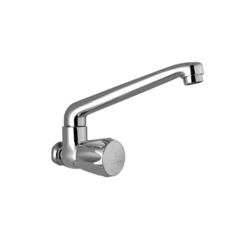 Jaquar Continental Brass Chrome Finish Wall Mounted Sink Cock with Swinging Spout, CON-347KNM