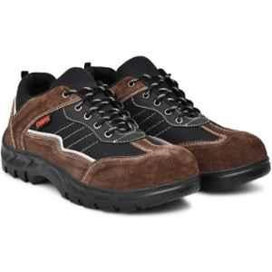 Ozarro Suede Leather Steel Toe Brown Safety Shoes, S4435, Size: 9