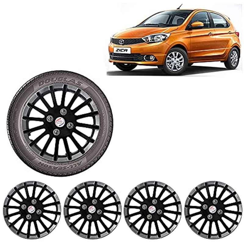 Auto Pearl 4 Pcs 14 inch ABS Black Premium Car Wheel Cover Set for TATA Zica