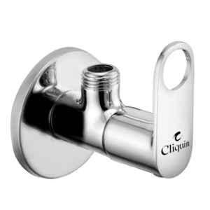 Cliquin Ornamax Brass Silver Chrome Wall Mounted Angle Valve with Wall Flange