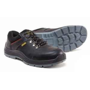Jama Kingson Genuine Leather Double Density PU Low Ankle Alabama Print Black Safety Shoes, JB-009, Size: 6