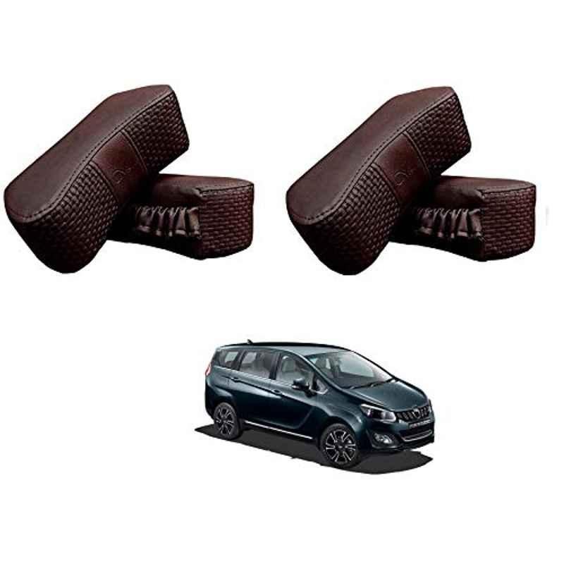 Kozdiko 4 Pcs CV Designer Cola Leatherite Neck Rest Car Cushion Pillow Set for Mahindra Marazzo