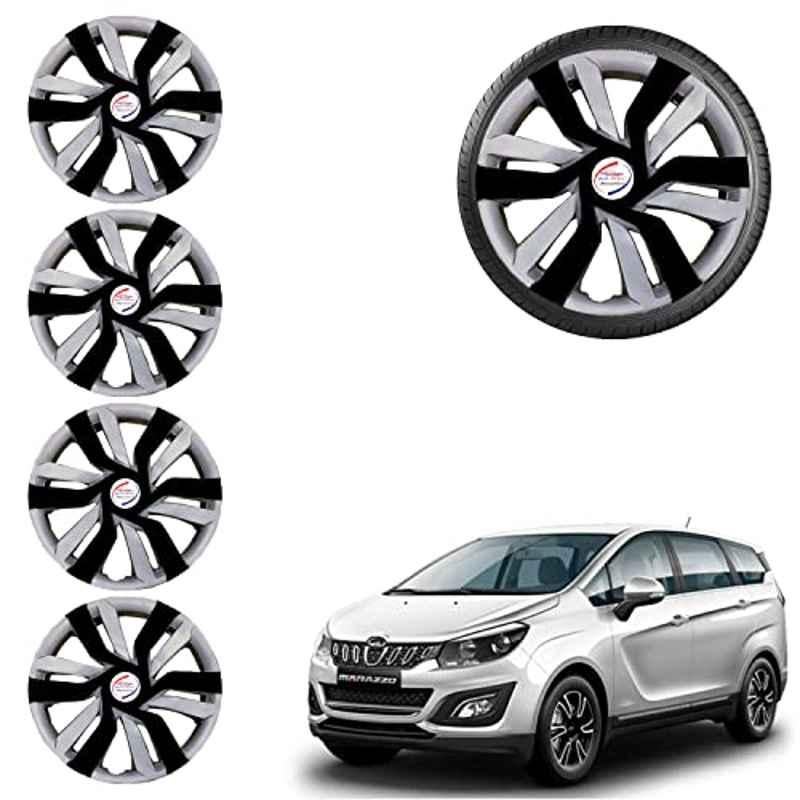 Auto Pearl 4 Pcs 15 inch ABS Black & Grey Idtech Reverse Car Hubcap Wheel Cover with Retention Ring Set for Marazzo 2019