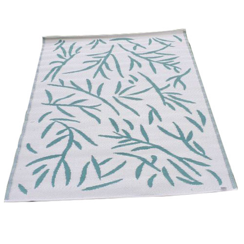 HomeDekors Green & White UV Protected Polypropylene Washable Rectangular Reversible Rugs, NMD4396