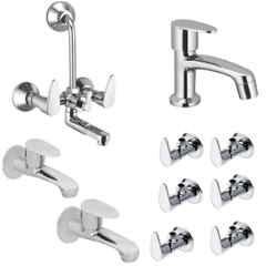 IRIS Brezza 10 Pcs 2-in-1 Wall Mixer, Pillar Cock, Long Body Bib Cock & Angle Cock Set