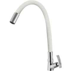 Prestige Passion Brass Chrome Finish White Flexible Swan Neck Pillar Tap