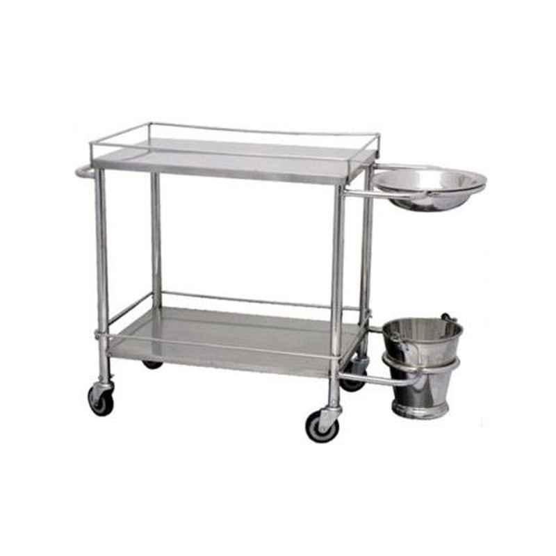 Surgihub 75x45x81cm Stainless Steel Silver Stainless Steel All Dressing Trolley, 11062