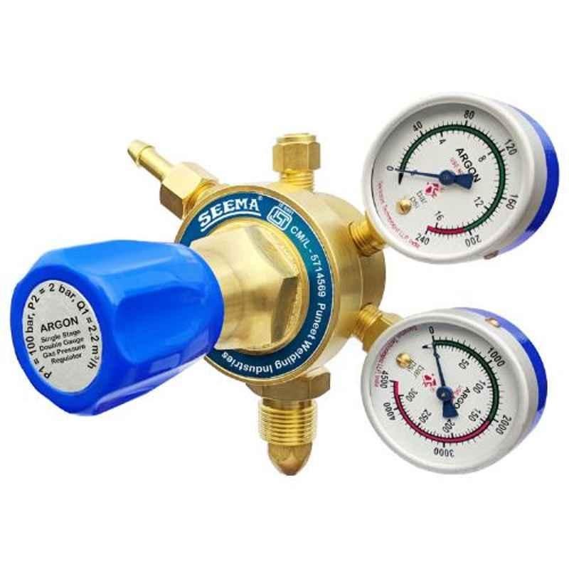 Buy Seema 36.67lpm Forged Brass Single Stage Heavy Duty Argon Gas Pressure  Regulator, S.S.DG.HD.AR-4 (ISI Certified) Online At Price ₹3189