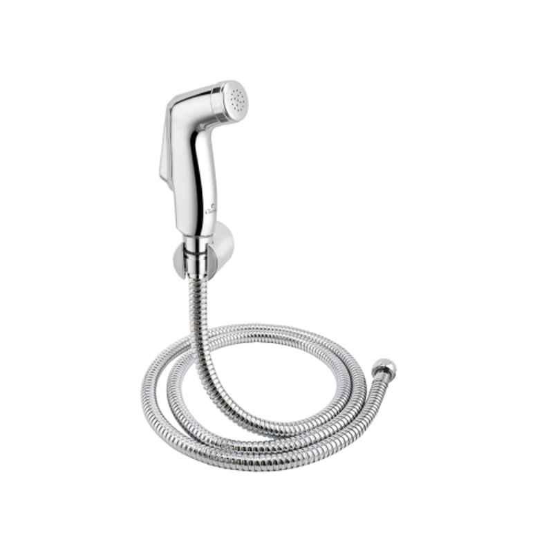 Cliquin Push Square ABS Chrome Wall Mounted Health Faucet with SS-304 1m Flexible Shower Tube, KSHF2204