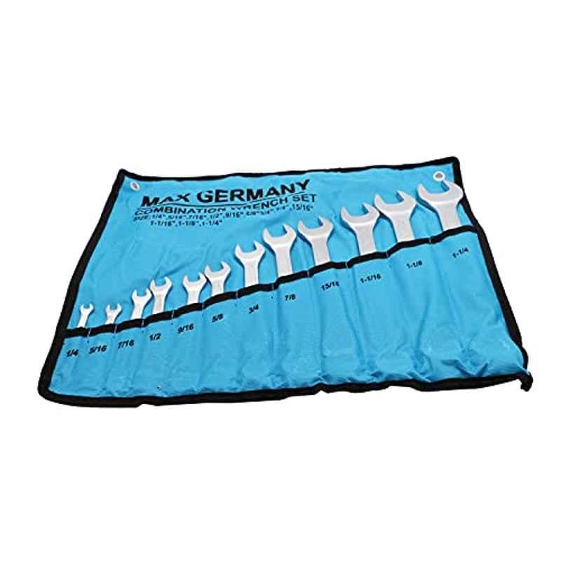 Max Germany 12 Pcs CrV Steel Combination Spanner Set, 3306-AF-12