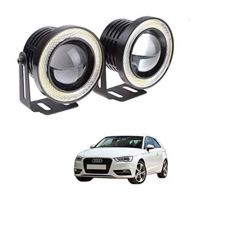 Kozdiko 2 Pcs 15W 3.5 inch High Power White LED Projector COB Fog Light Set with White Angel Eye Ring for Audi A3, koz_89246