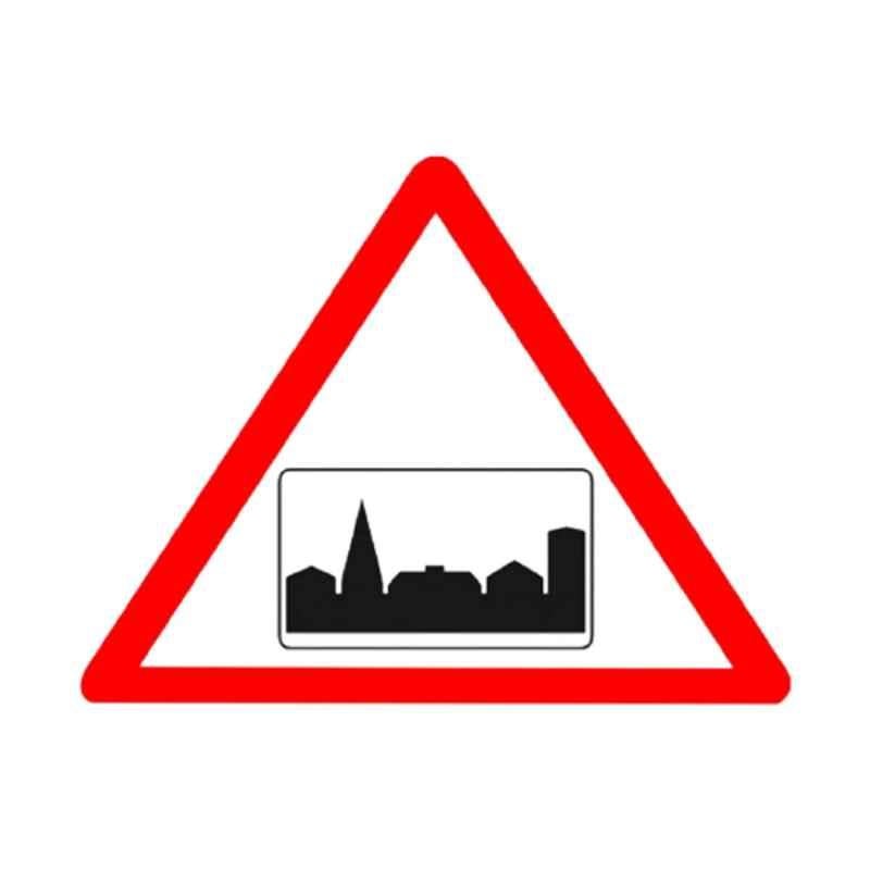 Ladwa 600mm Aluminium Red & White Triangle Barrier Built Up Area Cautionary Retro Reflective Road Signage, LSI-CSB-600mm-BUA