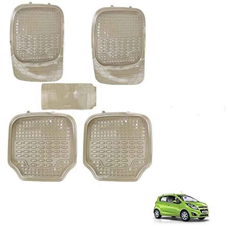 Kozdiko 5 Pcs 4G Beige Rubber & PVC Heavy Car Foot Mat Set for Chevrolet Beat, koz_81021