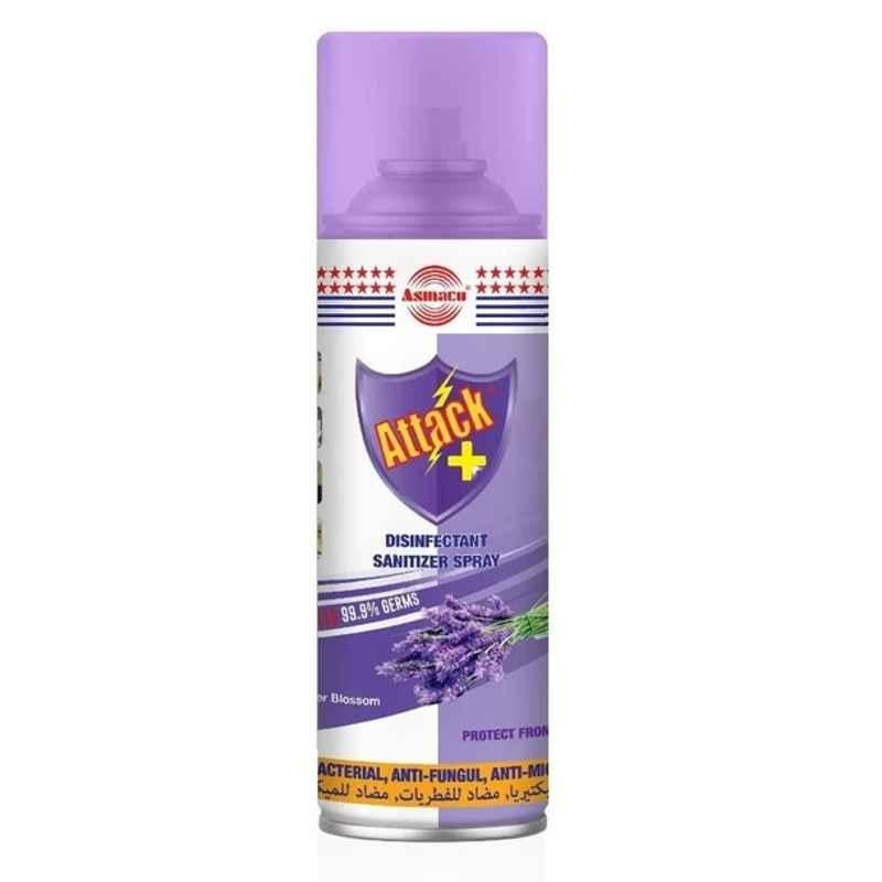 Asmaco Attack Disinfectant Sanitizer Spray, Lavender, 400ml, 12 Pcs/Carton