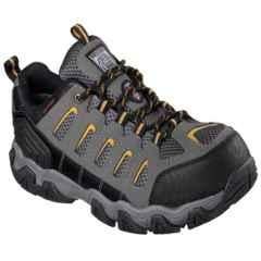 Skechers Blais 77051 Synthetic Leather Steel Toe Dark Grey Work Safety Shoes, Size: 11