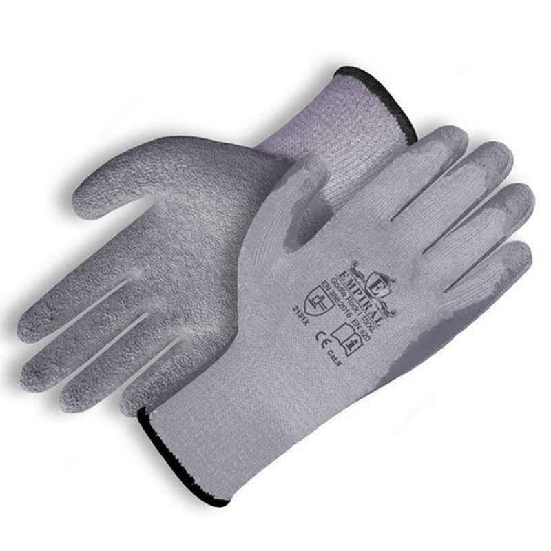 Empiral Gorilla Rock I E124573021 Polycotton Grey Latex Palm Coated Gloves, Size: L