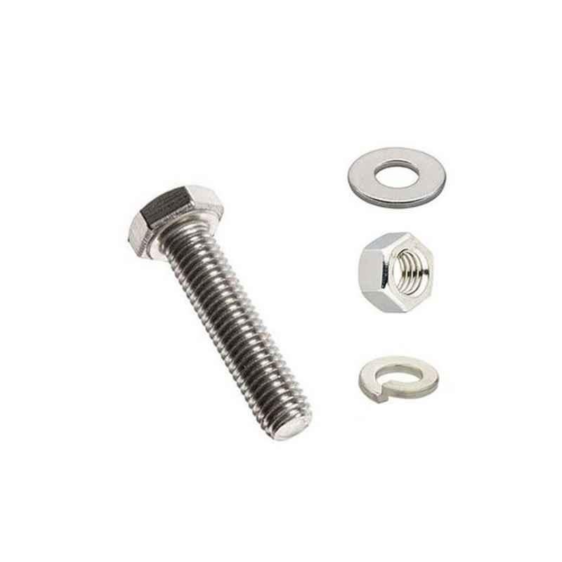 Generic Silver GI Nut Bolt Double Washer with Spring Washer, GIW10MM