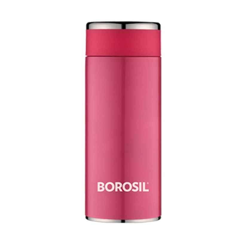 Borosil Travelsmart 360ml Stainless Steel Pink Hydra Vacuum Insulated Flask Water Bottle, BT360PK119