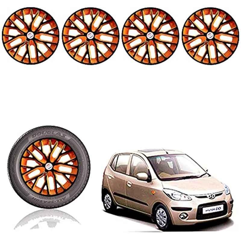 Auto Pearl 13 inch ABS Black & Orange Press Type Car Hub Cap Wheel Cover for i10 Type 1