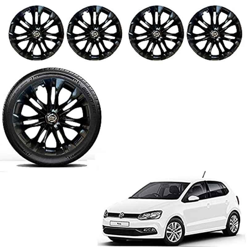 Auto Pearl 4 Pcs 15 inch ABS Black Car Wheel Cover Set for Volkswagen Polo Exquisite, WCBLK43