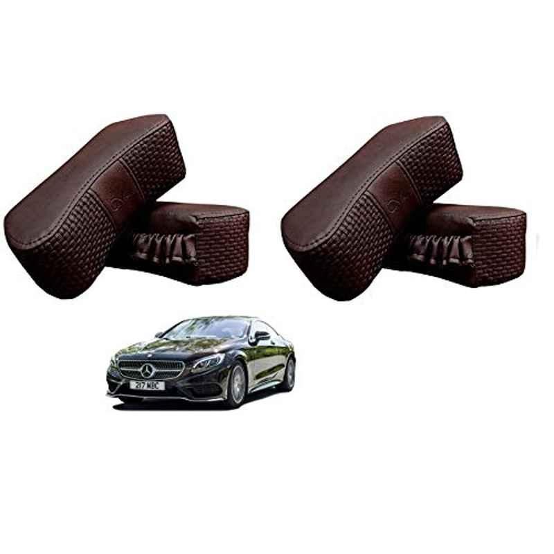 Kozdiko 4 Pcs CV Designer Cola Leatherite Neck Rest Car Cushion Pillow Set for Mercedes Benz S Coupe