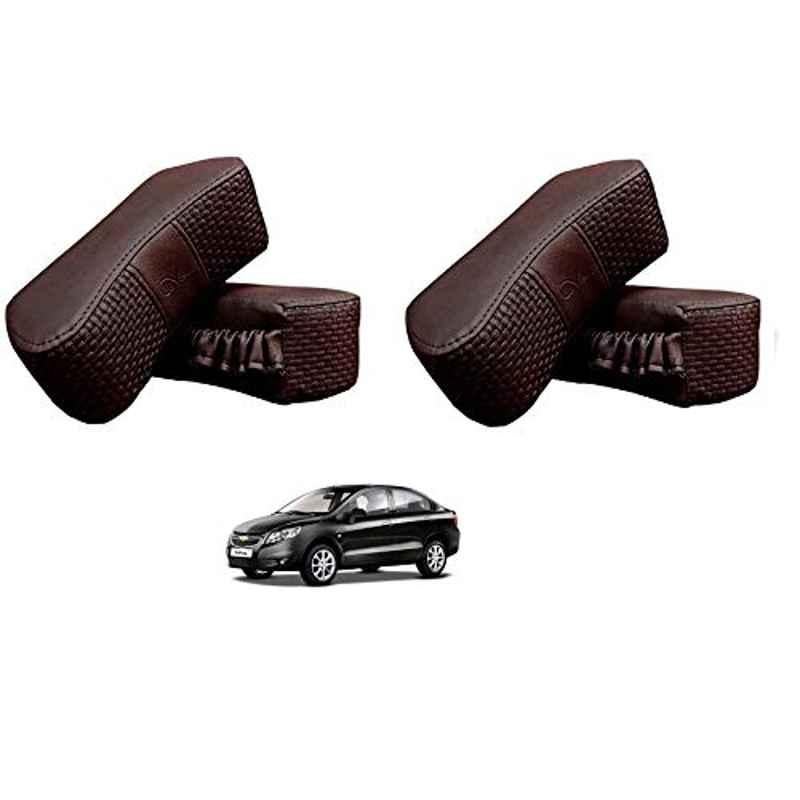 Kozdiko 4 Pcs CV Designer Cola Leatherite Neck Rest Car Cushion Pillow Set for Chevrolet Sail