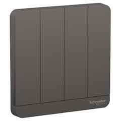 Schneider Electric AvatarOn 16A 250 VAC 1 Way Polycarbonate Dark Grey 4 Gang LED Switch, E8334L1LED_DG_G8
