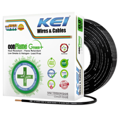KEI 6 Sqmm 90m 1 Core Conflame Green Plus FRLSH Cooper Black House Wire for Domestic & Industrial Electrical Wiring