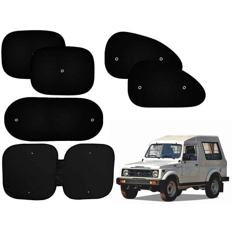 Auto Pearl 6 Pcs PVC & Mesh Black Window, Front & Rear Sun Shade Set for Maruti Suzuki Gypsy