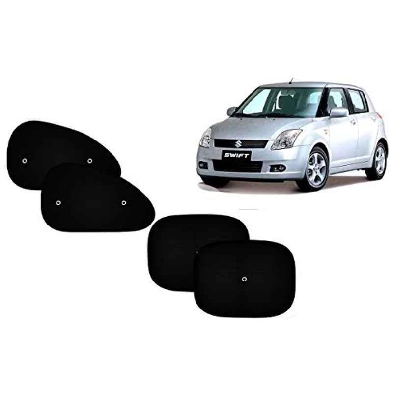 Auto Pearl 4 Pcs PVC & Mesh Black Window Side Sun Shade Set for Maruti Suzuki Swift Type 1, Curtain_Chipkoo_4_SwiftType-1