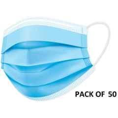 Wellstar 3 Layer Blue Surgical Face Mask with Genuine Meltblown & Adjustable Nose Clip, COURFUL MASK-27 (Pack of 50)