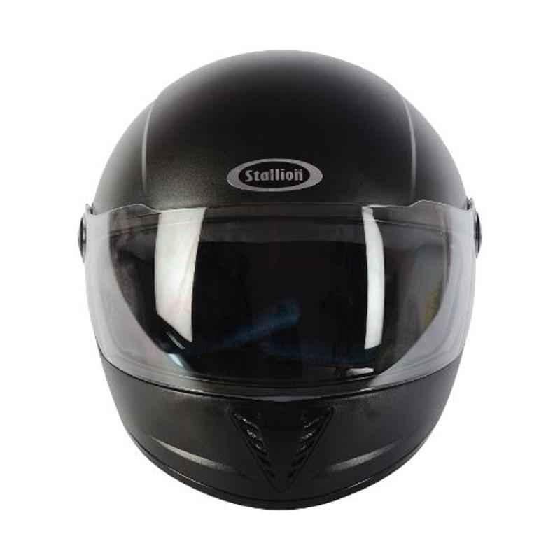 Stallion BLK Vento Pro Black Full Face Bike Helmet, Size: M