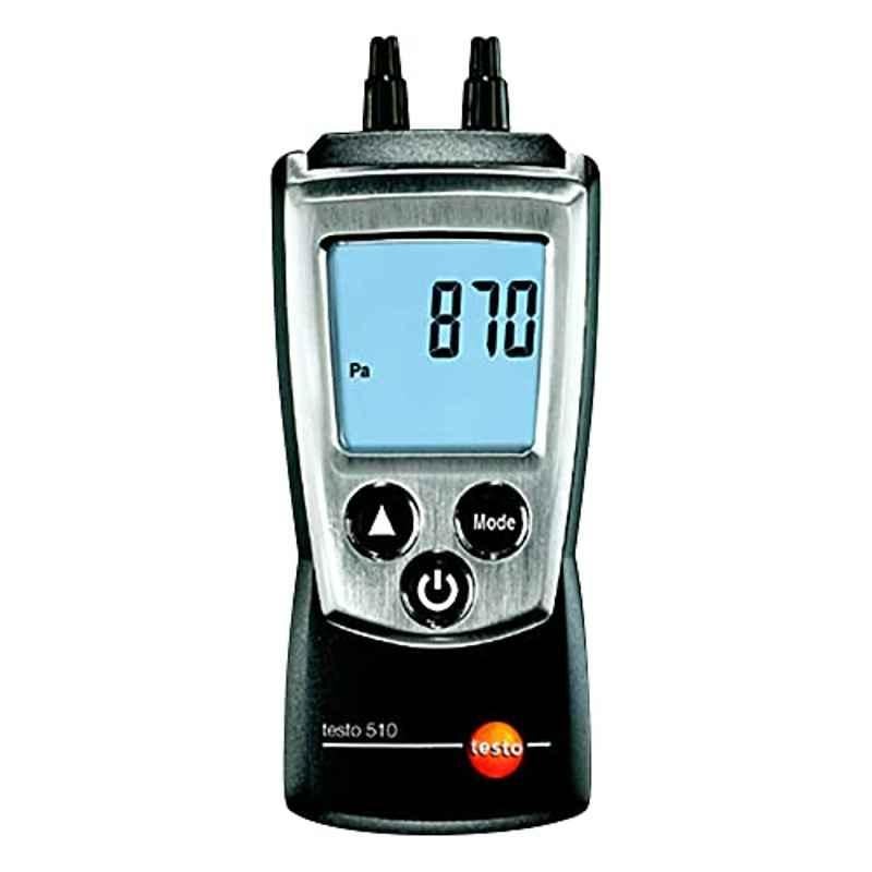 Testo 510 Portable Differential Pressure Gauge (Range: 0 To 100 Hpa) For Field Calibration, Room Pressure Monitoring Alongwith Calibration Certificate + 12 Months Warranty By Instrukart