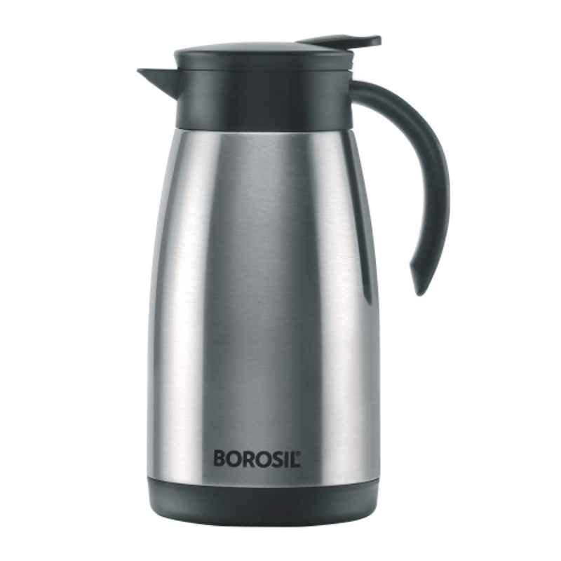 Borosil 1L Stainless Steel Silver Vacuum Insulated Teapot, FLKT1LSSB11