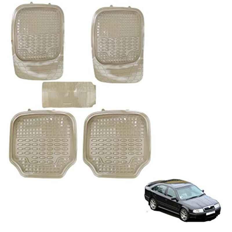 Kozdiko 5 Pcs 4G Beige Rubber & PVC Heavy Car Foot Mat Set for Skoda Old Octavia, koz_80893